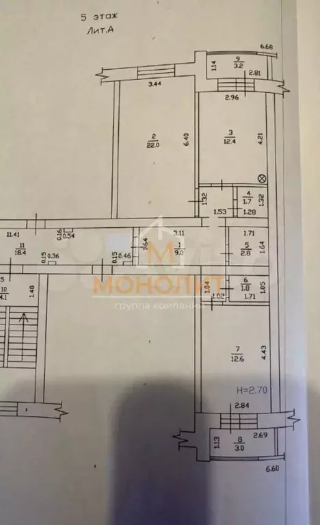 2-к. квартира, 64 м, 5/5 эт. - Фото 0