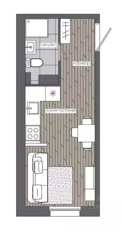 1-к кв. Ханты-Мансийский АО, Сургут 30А мкр,  (20.79 м) - Фото 0