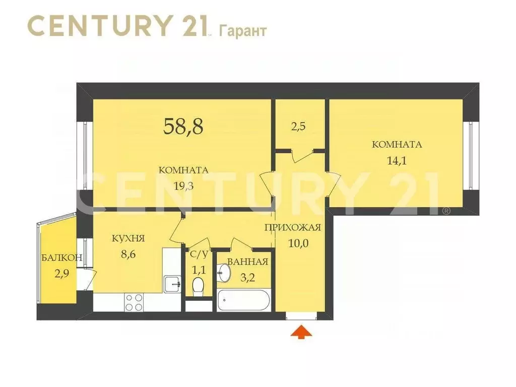 2-к кв. Санкт-Петербург Оборонная ул., 22 (58.8 м) - Фото 1