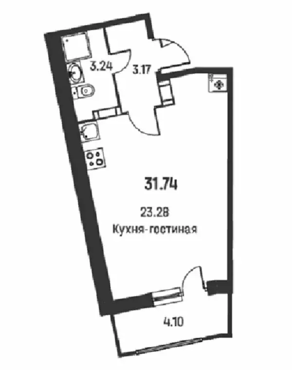 Квартира-студия: Мурино, Екатерининская улица, 18/3 (31.74 м) - Фото 0