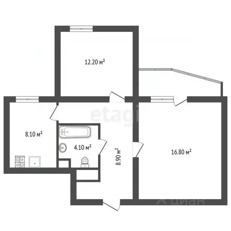 2-к кв. Воронежская область, Воронеж Цимлянская ул., 10В/2 (56.7 м) - Фото 1