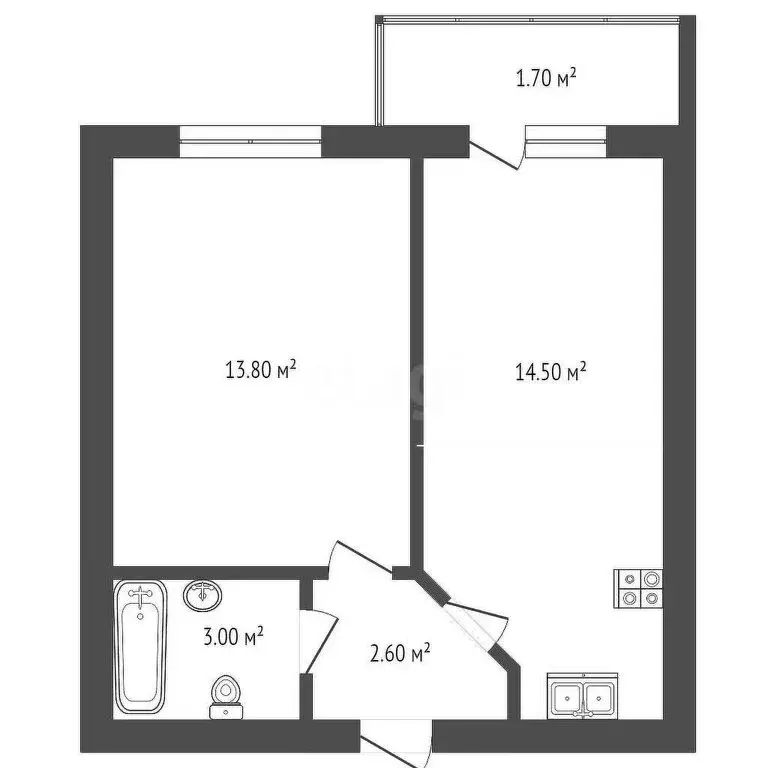 1-комнатная квартира: Новая Адыгея, Бжегокайская улица, 19к3 (35 м) - Фото 1
