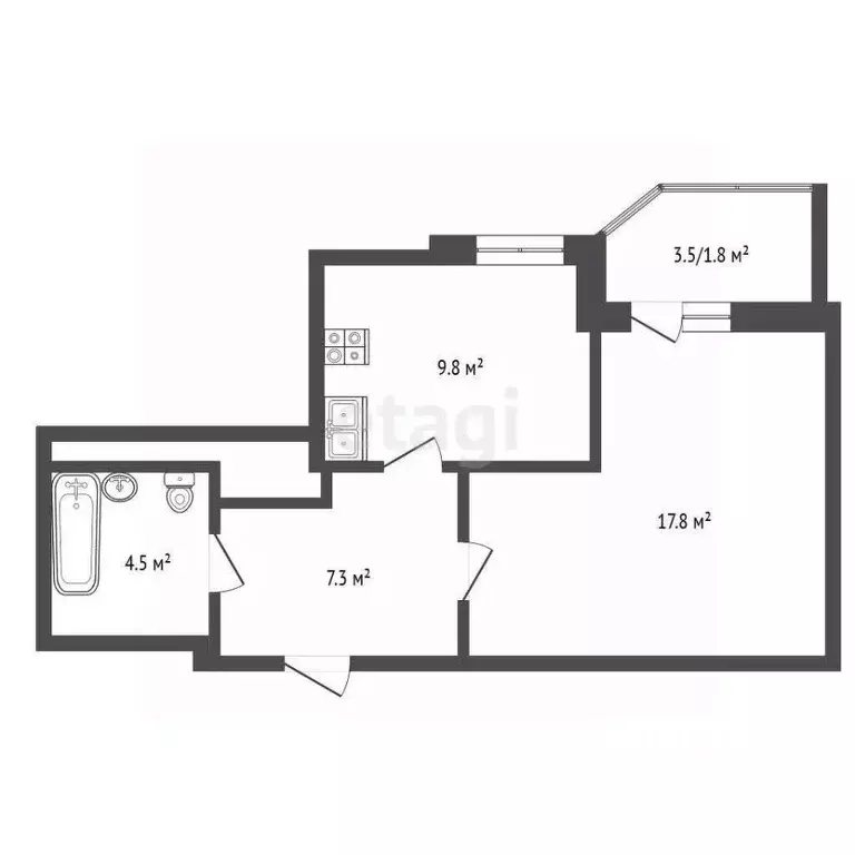 1-к кв. Московская область, Дмитровский муниципальный округ, ... - Фото 2