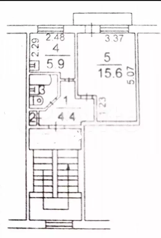 1-к. квартира, 30 м, 5/5 эт. - Фото 0