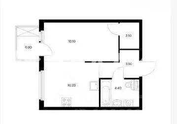 1-к кв. Татарстан, Казань ул. Анаса Тазетдинова, 7к7 (33.2 м) - Фото 2