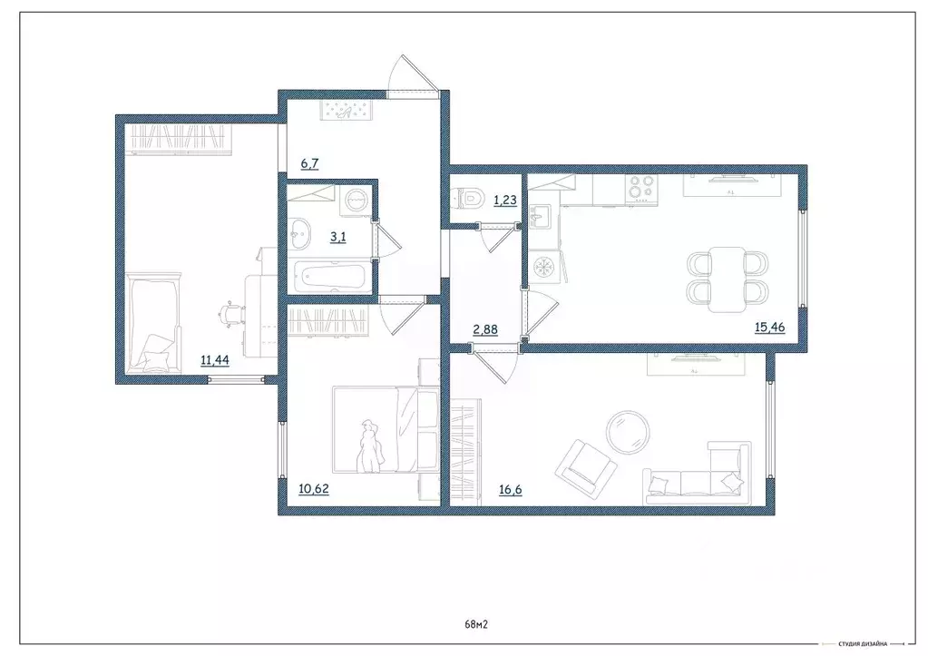 3-к кв. Тверская область, Тверь ул. Левитана, 93А (68.0 м) - Фото 1
