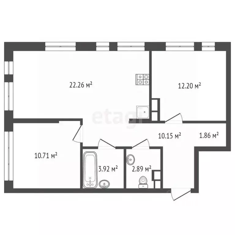 2-к кв. Тюменская область, Тюмень ул. Тимофея Чаркова, 91 (64.0 м) - Фото 1