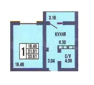 1-к. квартира, 34 м, 6/17 эт. - Фото 0