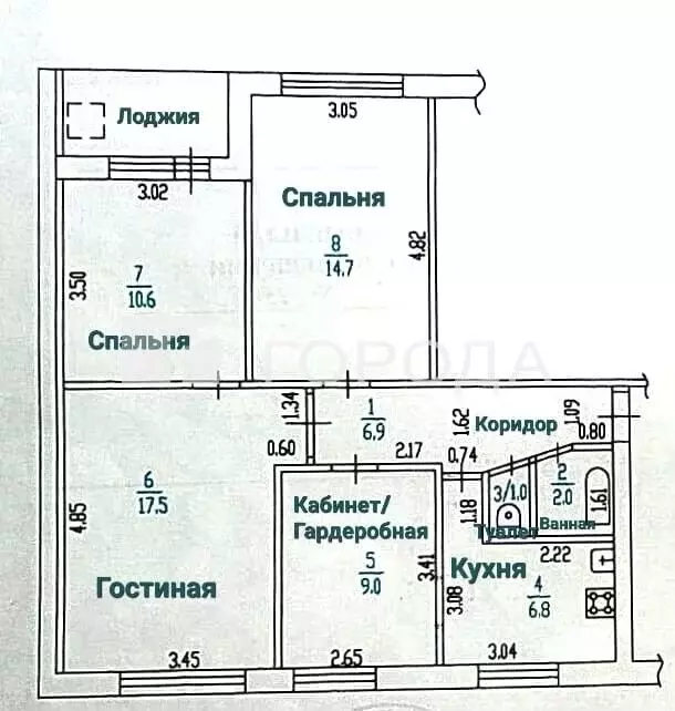 3-к кв. Алтайский край, Барнаул ул. Георгия Исакова, 232 (68.5 м) - Фото 2