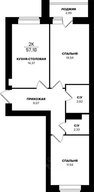 2-к кв. Мордовия, Саранск ул. Тани Бибиной, 13Г (57.2 м) - Фото 1
