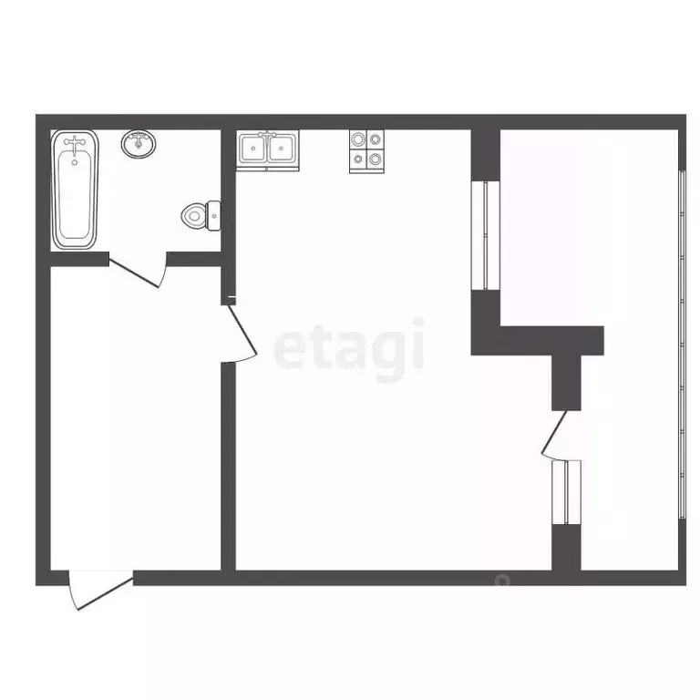Студия Ханты-Мансийский АО, Нягань Киевская ул., 9А (33.4 м) - Фото 1