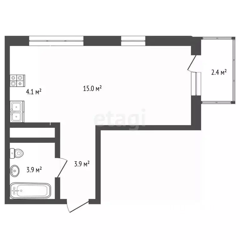 Студия Москва ул. Гренадерская, 9к1 (29.2 м) - Фото 2
