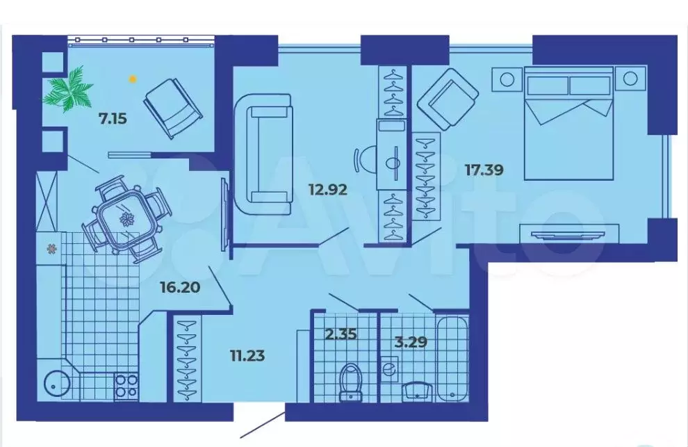 2-к. квартира, 70,5 м, 6/9 эт. - Фото 1