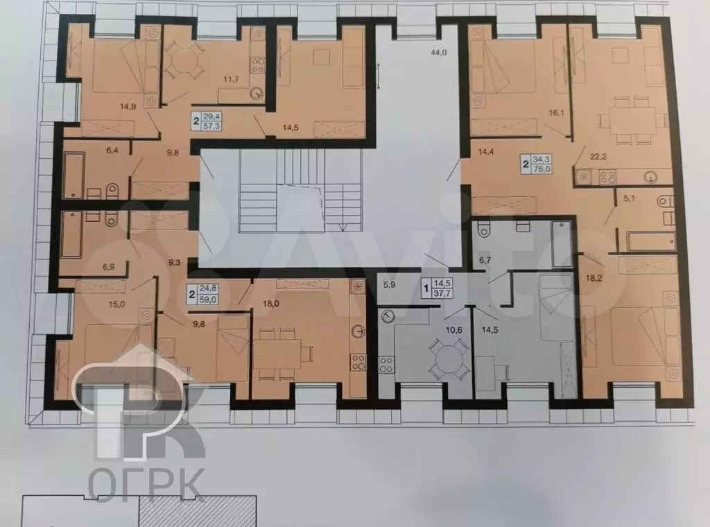 1-к. квартира, 37,7 м, 3/3 эт. - Фото 0