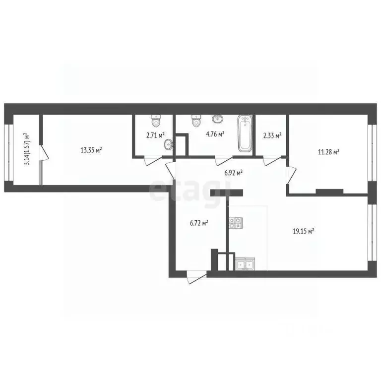 2-к кв. Тюменская область, Тюмень ул. 50 лет Октября, 57Бк2 (68.1 м) - Фото 1