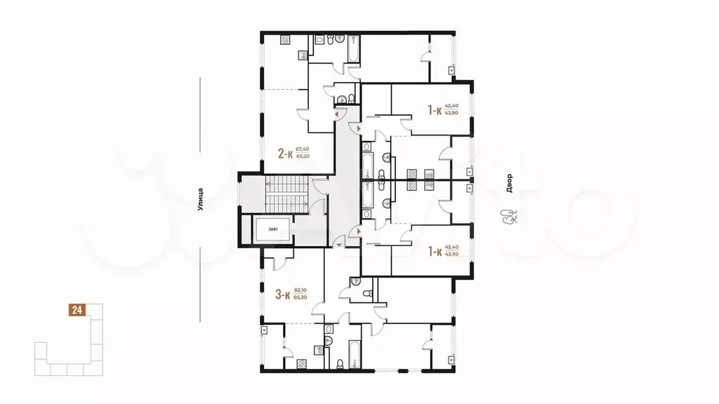 2-к. квартира, 69,2 м, 4/7 эт. - Фото 1