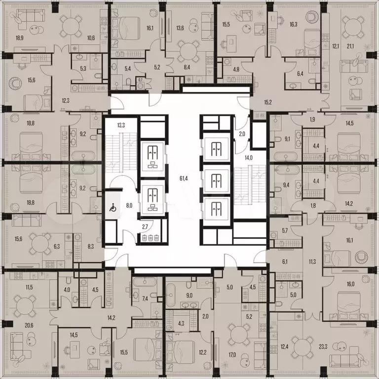 4-к. квартира, 125,7 м, 26/47 эт. - Фото 1