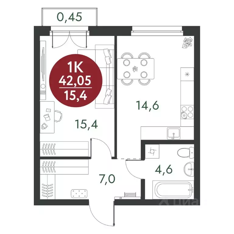 1-к кв. Новосибирская область, Новосибирск Скандинавские Кварталы ... - Фото 1