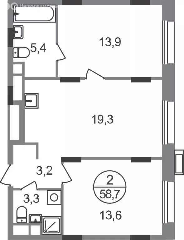 2-комнатная квартира: посёлок городского типа Заречье, жилой комплекс ... - Фото 1