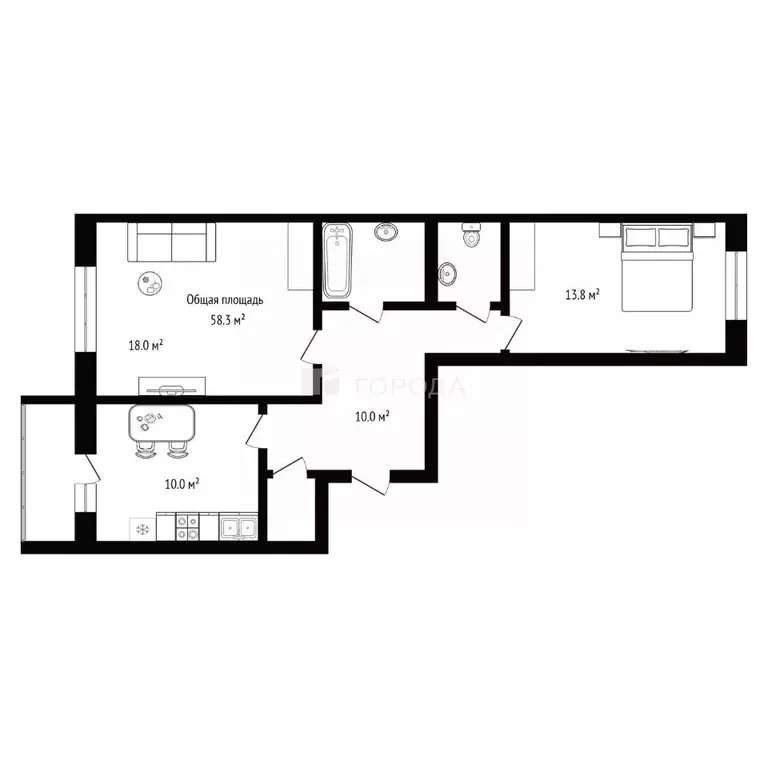 2-к кв. Новосибирская область, Новосибирск Выборная ул., 137 (58.3 м) - Фото 2
