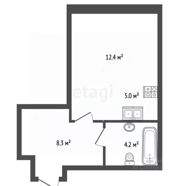 Студия Москва ул. Академика Волгина, 2К1 (29.9 м) - Фото 2