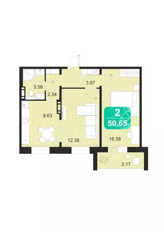 2-к кв. Забайкальский край, Чита Сосновый Бор мкр,  (50.65 м) - Фото 1