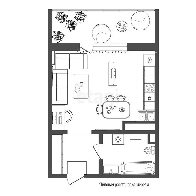 Квартира-студия: Тюмень, Интернациональная улица, 199к3 (31 м) - Фото 1