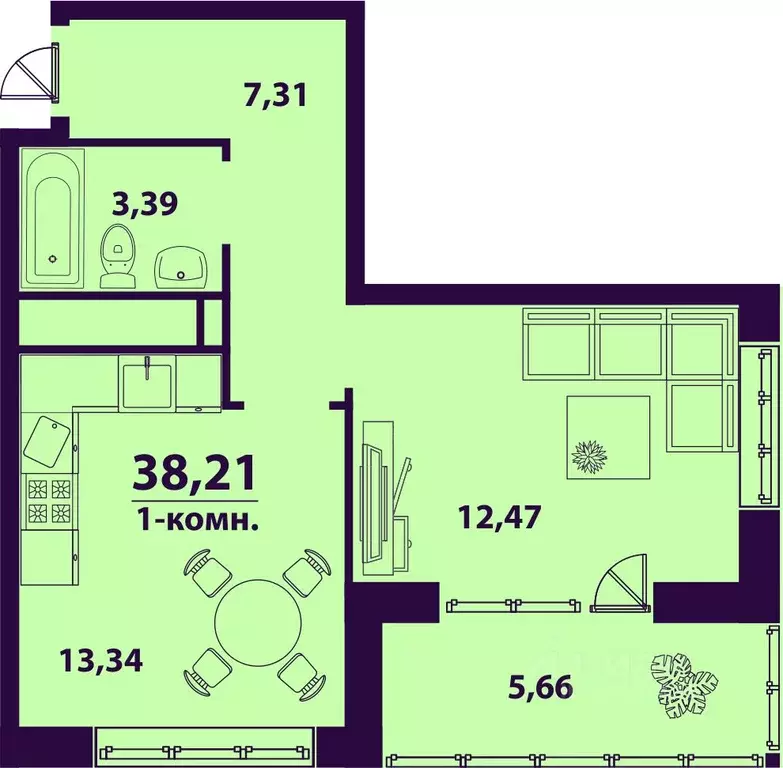 1-к кв. Ульяновская область, Ульяновск ул. Врача Михайлова (38.21 м) - Фото 1
