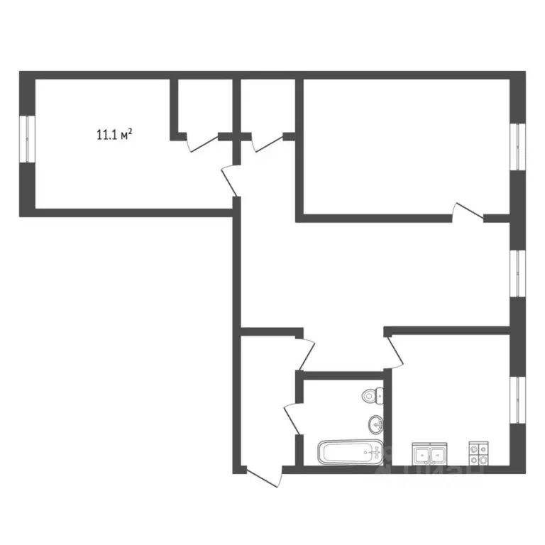 3-к кв. Тюменская область, Тюмень ул. Луначарского, 9 (55.0 м) - Фото 2