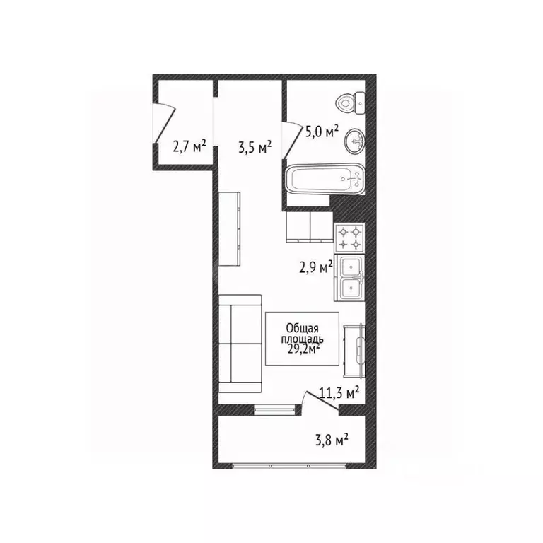Студия Новосибирская область, Новосибирск ул. Сибиряков-Гвардейцев, ... - Фото 2