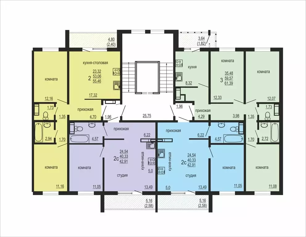 3-комнатная квартира: Западный, улица Дружбы, 6 (61.39 м) - Фото 1
