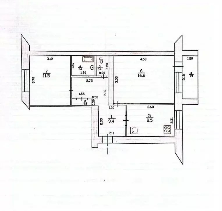 2-к кв. Татарстан, Казань ул. Лейтенанта Красикова, 15 (52.4 м) - Фото 0