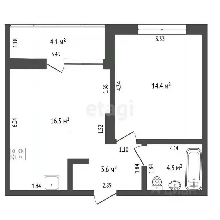 1-к кв. Тюменская область, Тюмень ул. Виктора Тимофеева, 9 (38.8 м) - Фото 2