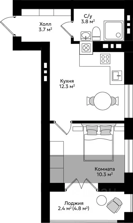 1-к кв. Калининградская область, Гурьевск Новая Резиденция жилой ... - Фото 0