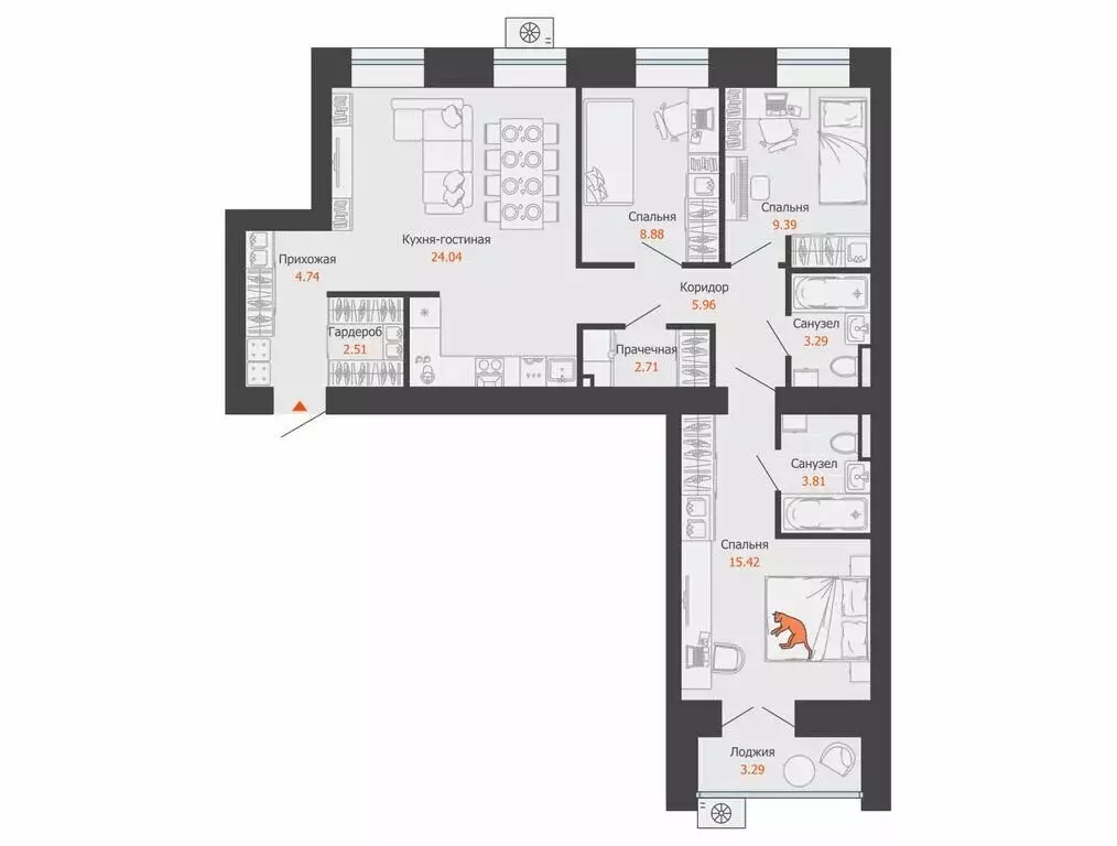 3-комнатная квартира: Киров, улица Дмитрия Козулева, 2к2 (82 м) - Фото 1