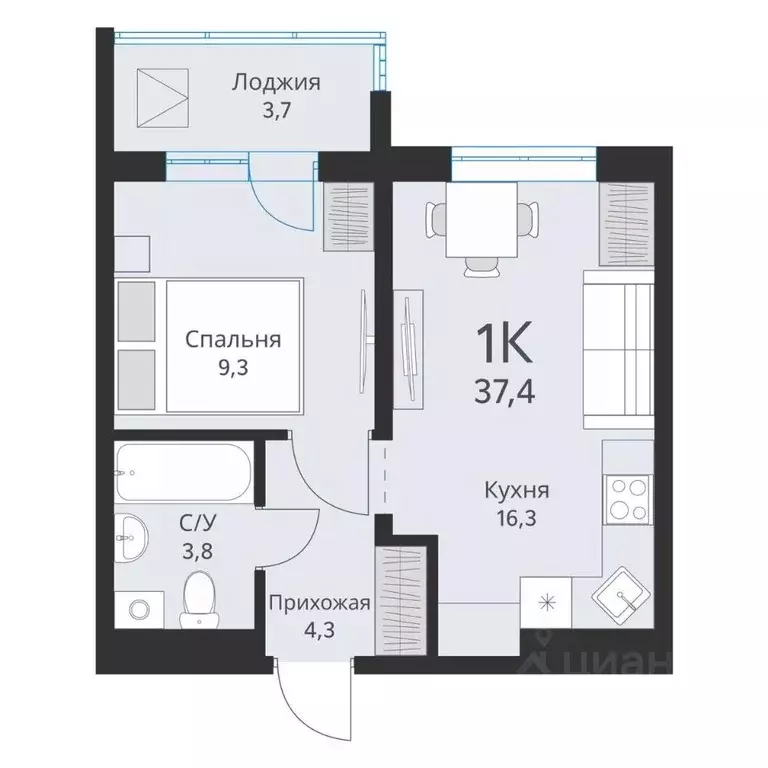 1-к кв. Новосибирская область, Обь  (35.6 м) - Фото 0