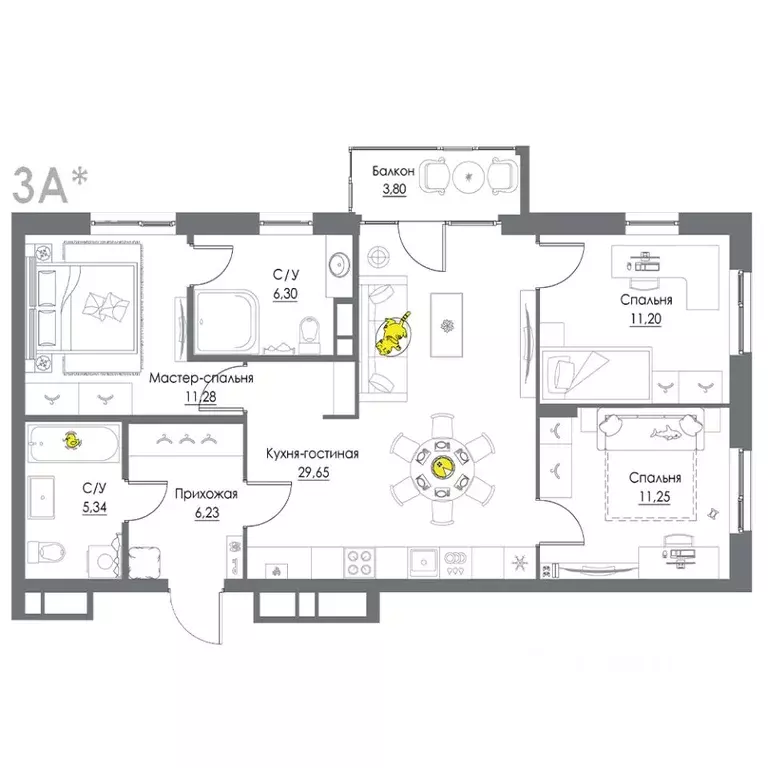 3-к кв. Тульская область, Щекино Начало ЖК, (85.05 м) - Фото 0