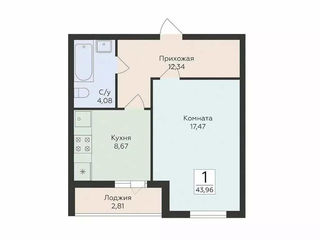 1-комнатная квартира: Самара, улица Победы, 14А (43.96 м) - Фото 0