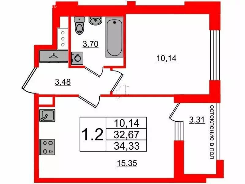 1-комнатная квартира: Санкт-Петербург, Кубинская улица, 78Е (32.67 м) - Фото 0