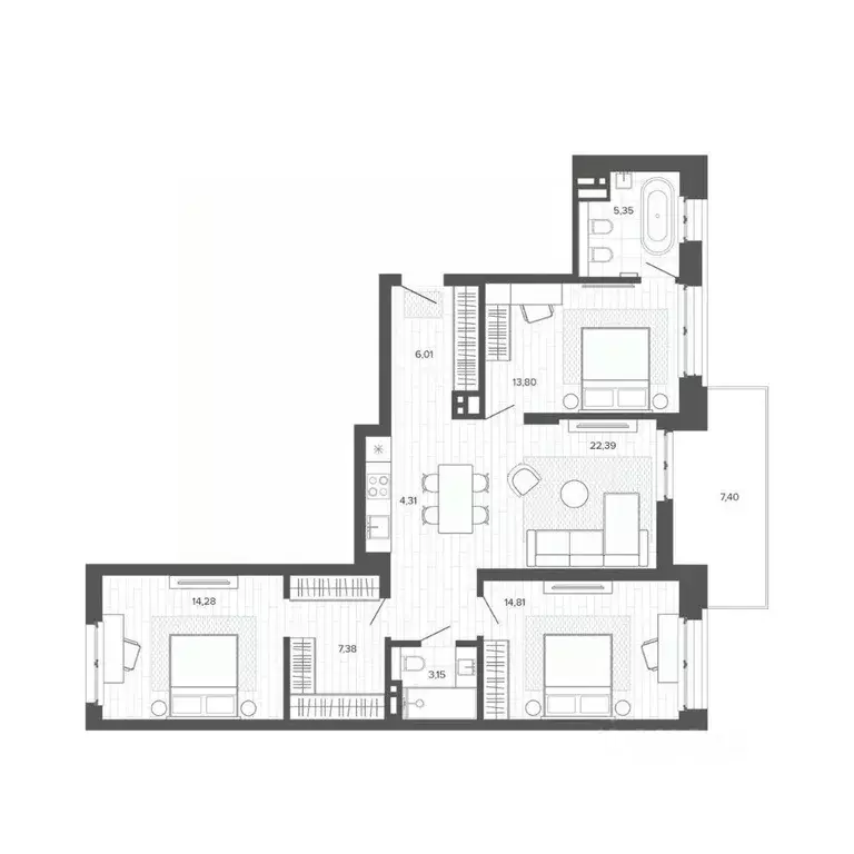 4-к кв. Алтайский край, Барнаул Жилплощадка мкр,  (98.89 м) - Фото 1