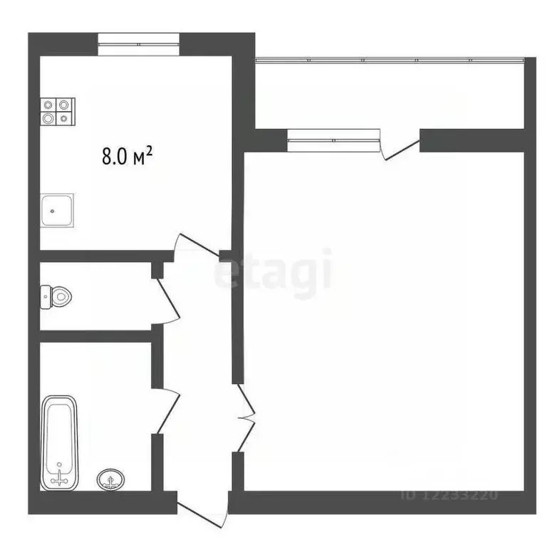 1-к кв. Свердловская область, Березовский ул. Загвозкина, 12 (33.5 м) - Фото 1