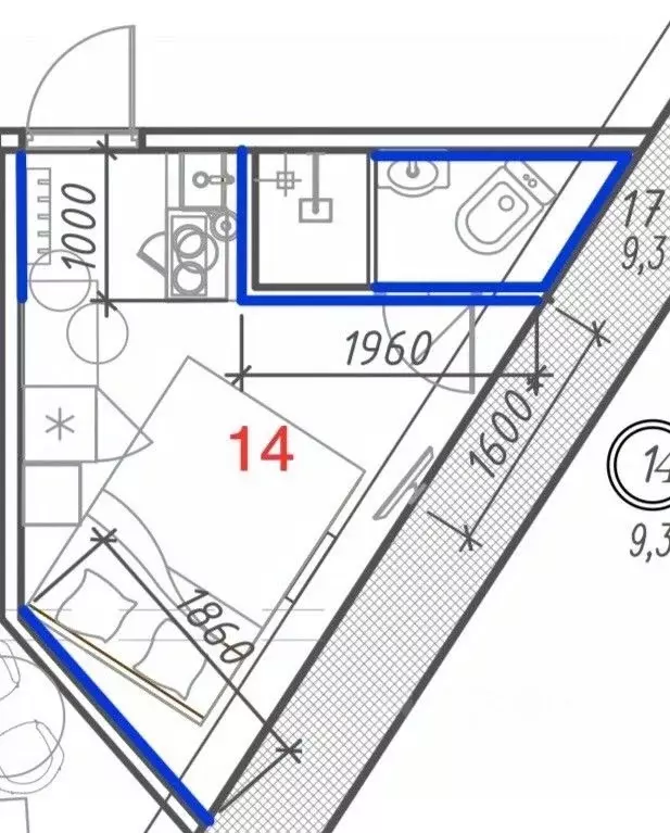 Студия Санкт-Петербург наб. Реки Фонтанки, 26А (9.2 м) - Фото 2