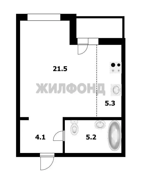 Квартира-студия: Новосибирск, улица Ясный Берег, 12 (39.4 м) - Фото 0