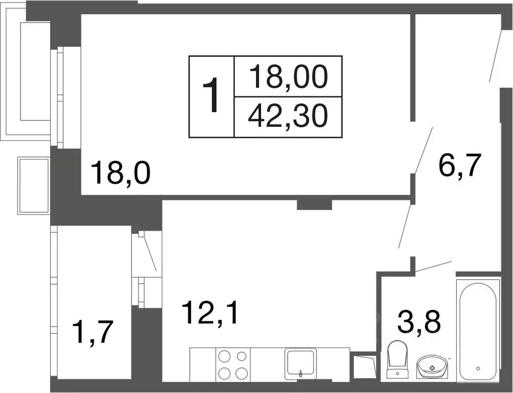 1-к кв. Московская область, Апрелевка Наро-Фоминский городской округ, ... - Фото 1