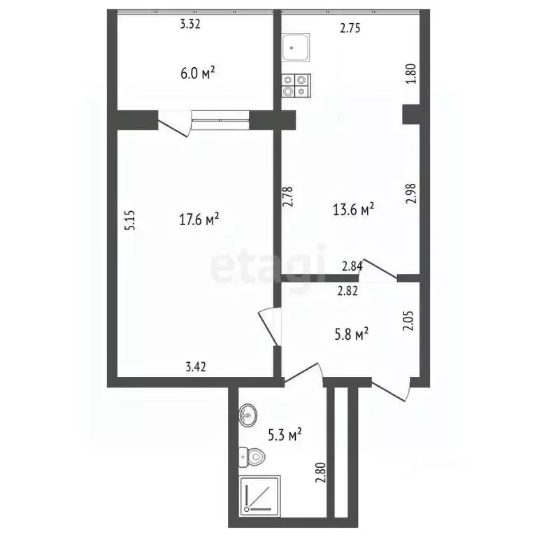 1-к кв. Ставропольский край, Кисловодск просп. Победы (48.2 м) - Фото 2