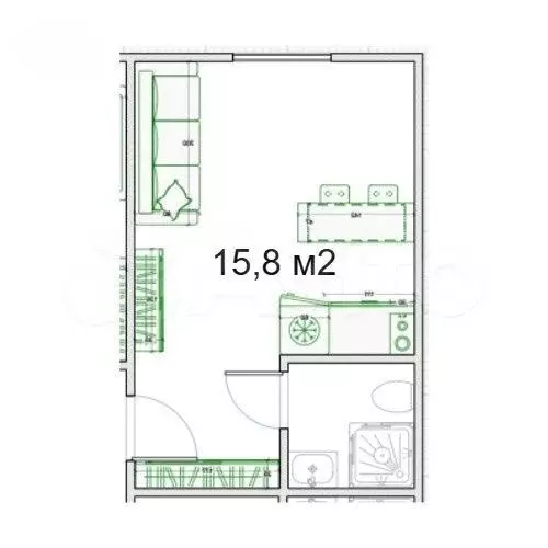 Квартира-студия, 16 м, 1/9 эт. - Фото 0