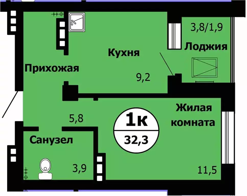 Продаётся 1-к квартира, 32.3 м - Фото 1