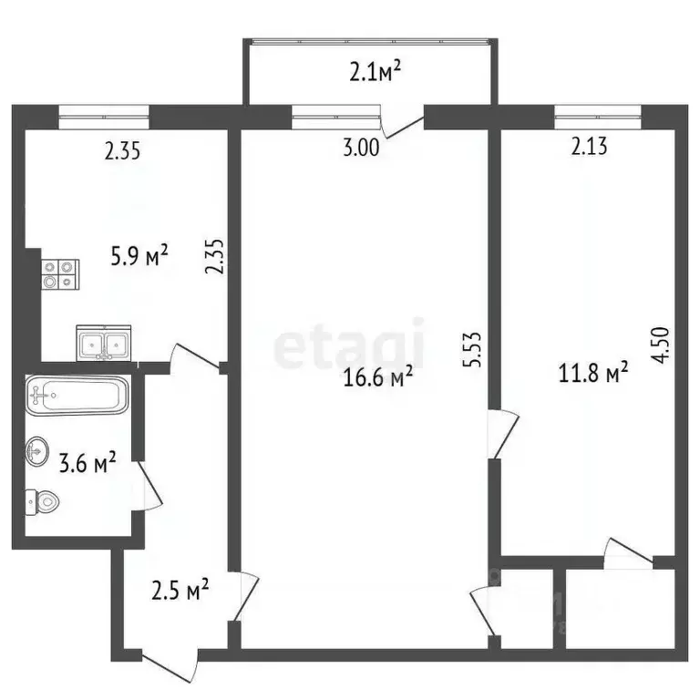 2-к кв. Крым, Ялта ул. Щербака, 21 (36.4 м) - Фото 1
