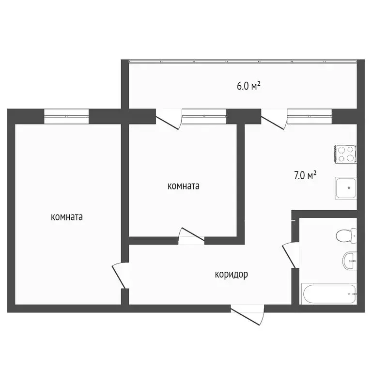 2-комнатная квартира: Златоуст, улица имени М.С. Урицкого, 37 (45.9 м) - Фото 1