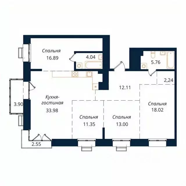 4-к кв. Иркутская область, Иркутск Байкальская ул., 246Б (123.8 м) - Фото 1
